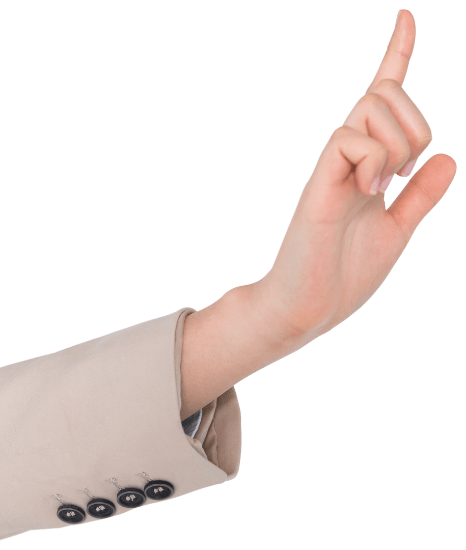 Businesswoman Arm Raising Index Finger Transparent Background