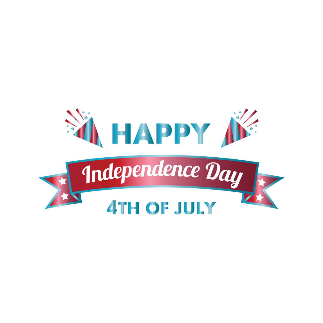 4th of July Independence Day Wish on Transparent Background