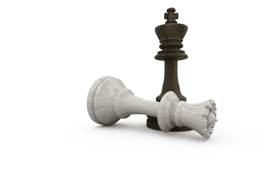 Transparent Chess King Stands Triumphant Over Fallen Queen