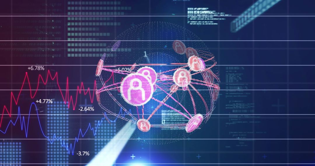 Global Digital Network Amid Data Visualization Sparks