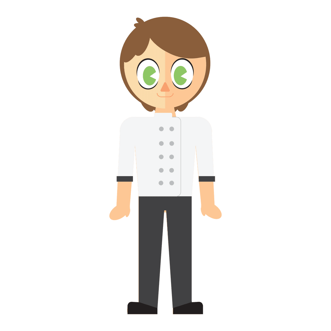 Transparent Cartoon Chef Graphic with Green Eyes