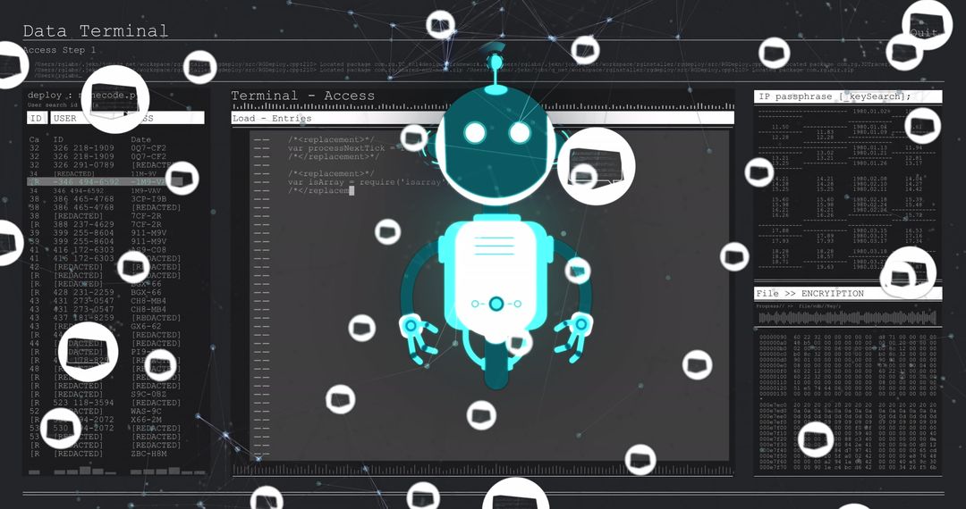 AI Chatbot and Data Processing Interface with Global Connections - Free Images, Stock Photos and Pictures on Pikwizard.com