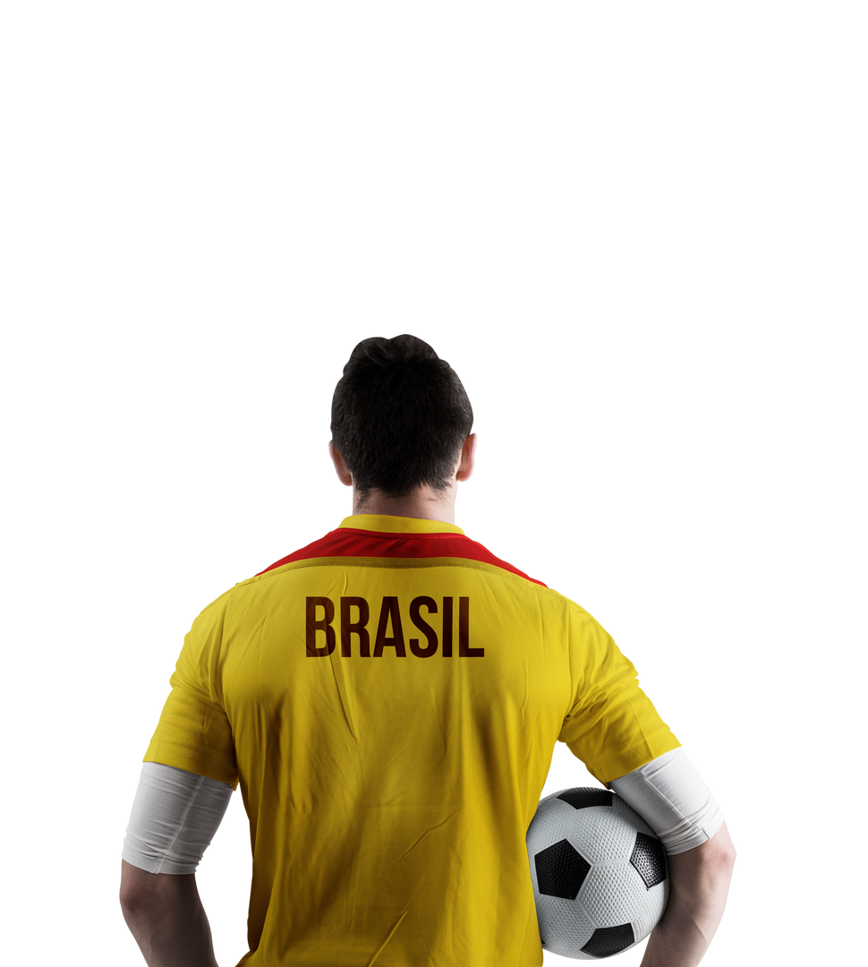 Transparent Back View Brazil Football Player Holding Soccer Ball - Download Free Stock Images Pikwizard.com