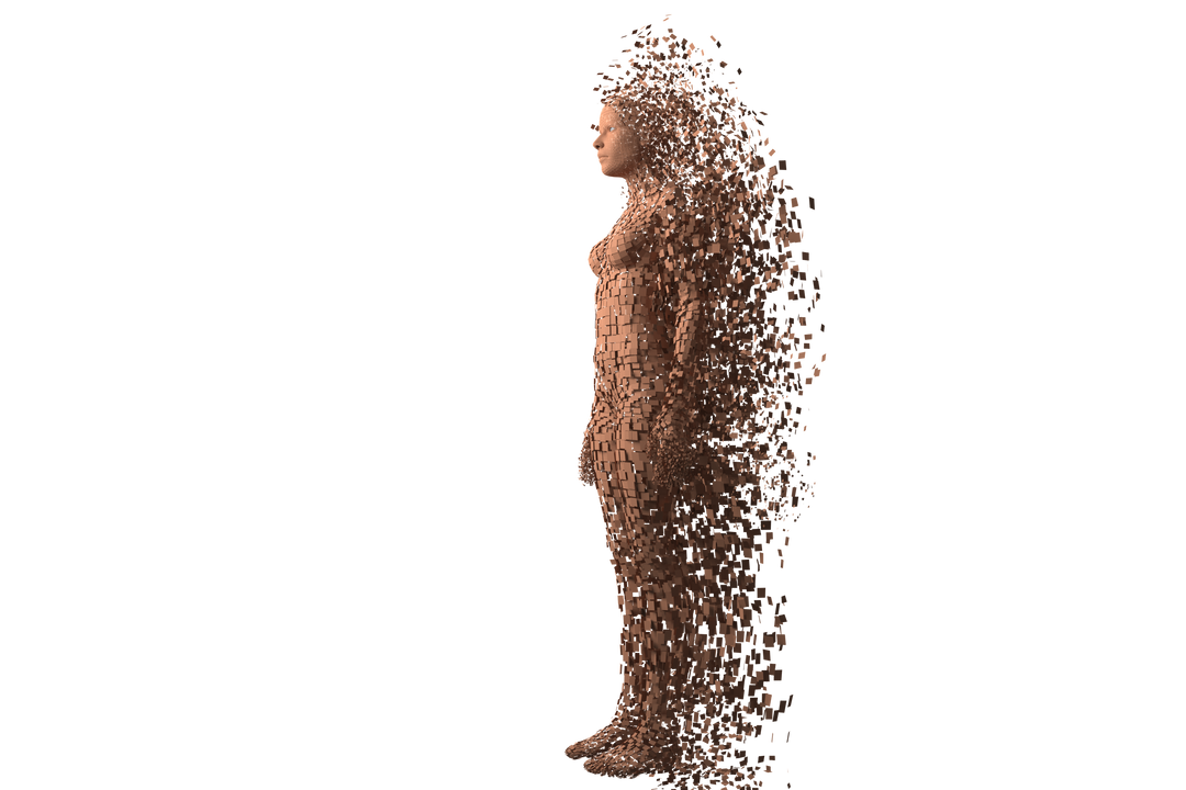 Transparent Pixelated 3D Female Digital Art in Profile View - Download Free Stock Images Pikwizard.com