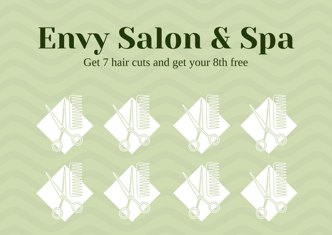 Salon Loyalty Card Template with Scissors and Combs Motif for Beauty Promotions - Download Free Stock Templates Pikwizard.com