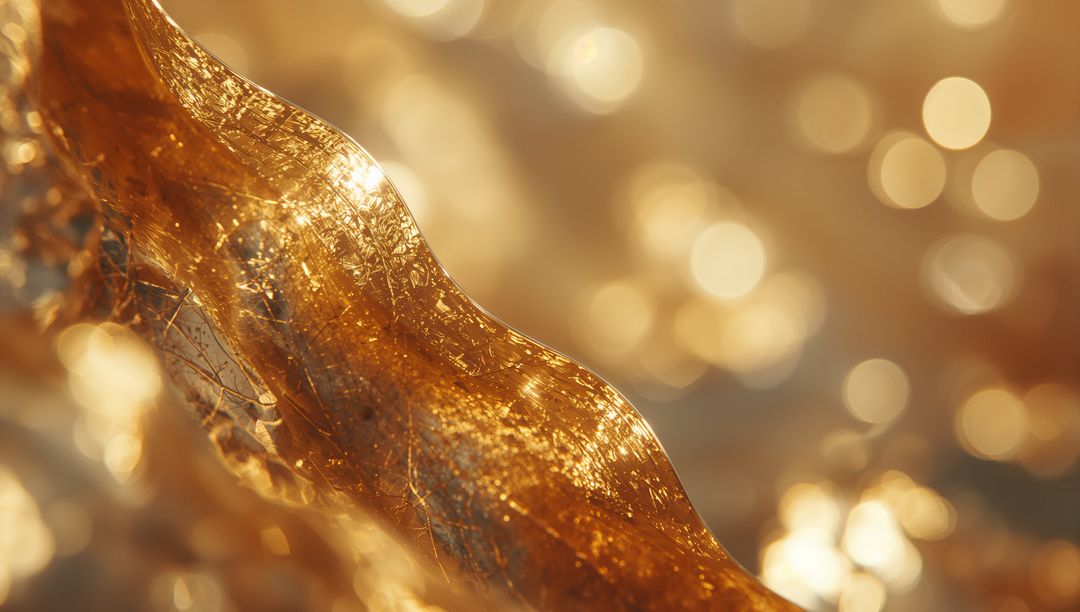 Golden Translucent Structure with Warm Glowing Bokeh