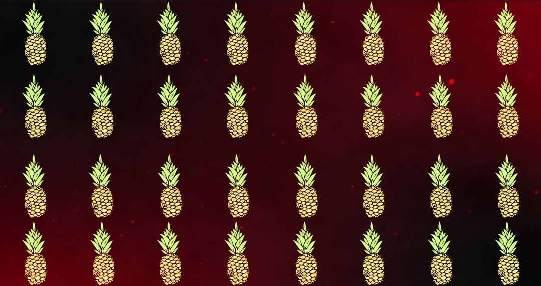 Seamless Pattern of Pineapples on Vibrant Red Background