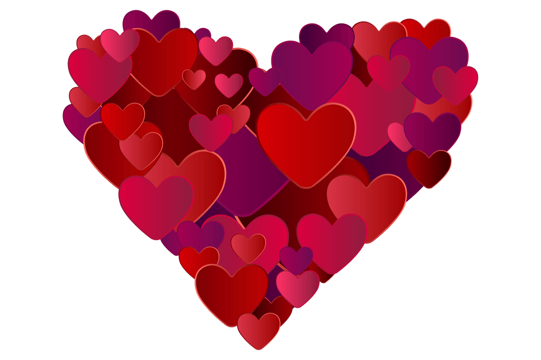 Multilayer Heart Symbols Illustration on Transparent Background