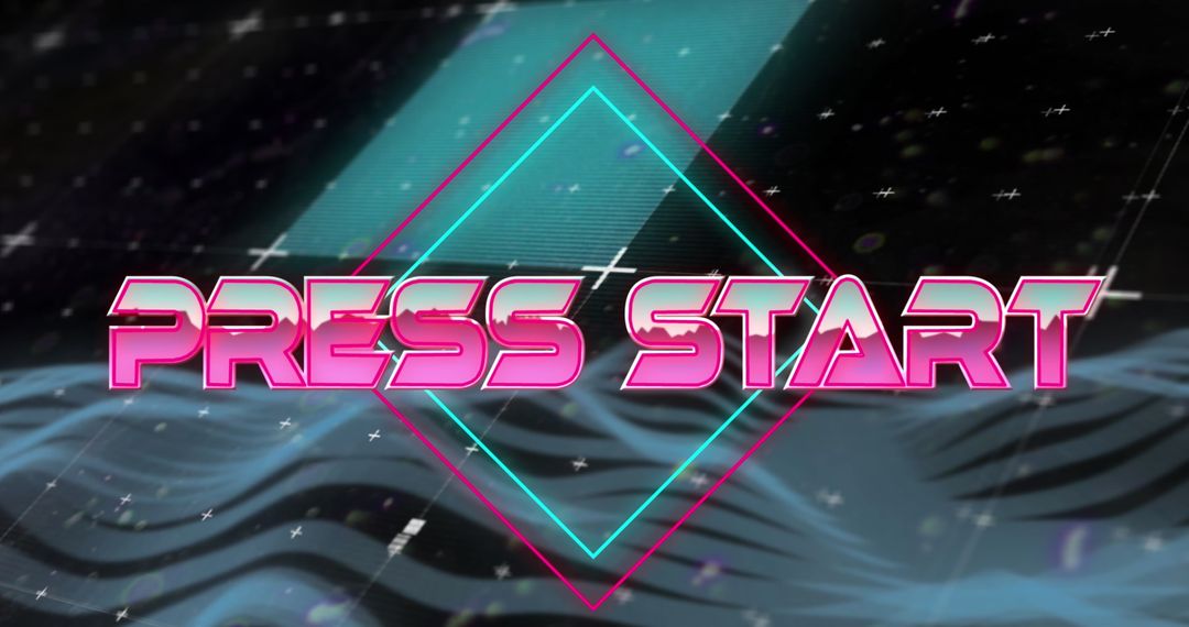 Retro Futuristic "Press Start" Video Game Screen