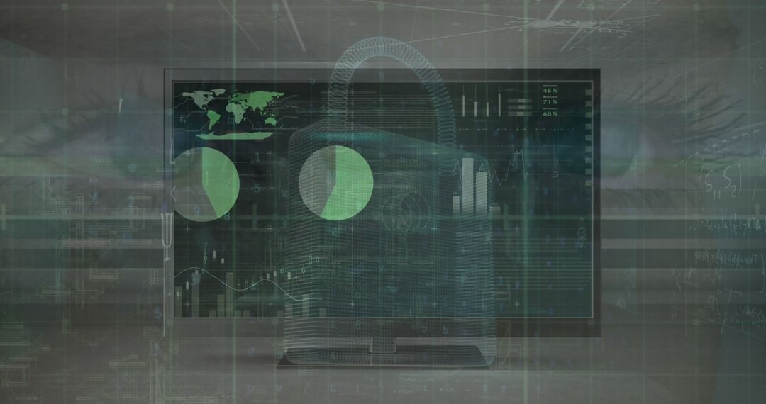 Abstract Digital Lock Concept with Data Interface and Global Connections