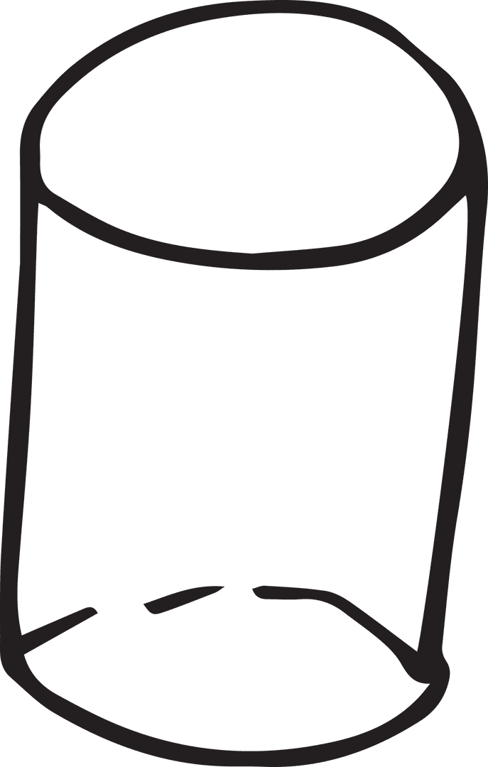 Transparent Minimalist Cylinder Shape in Black Outline
