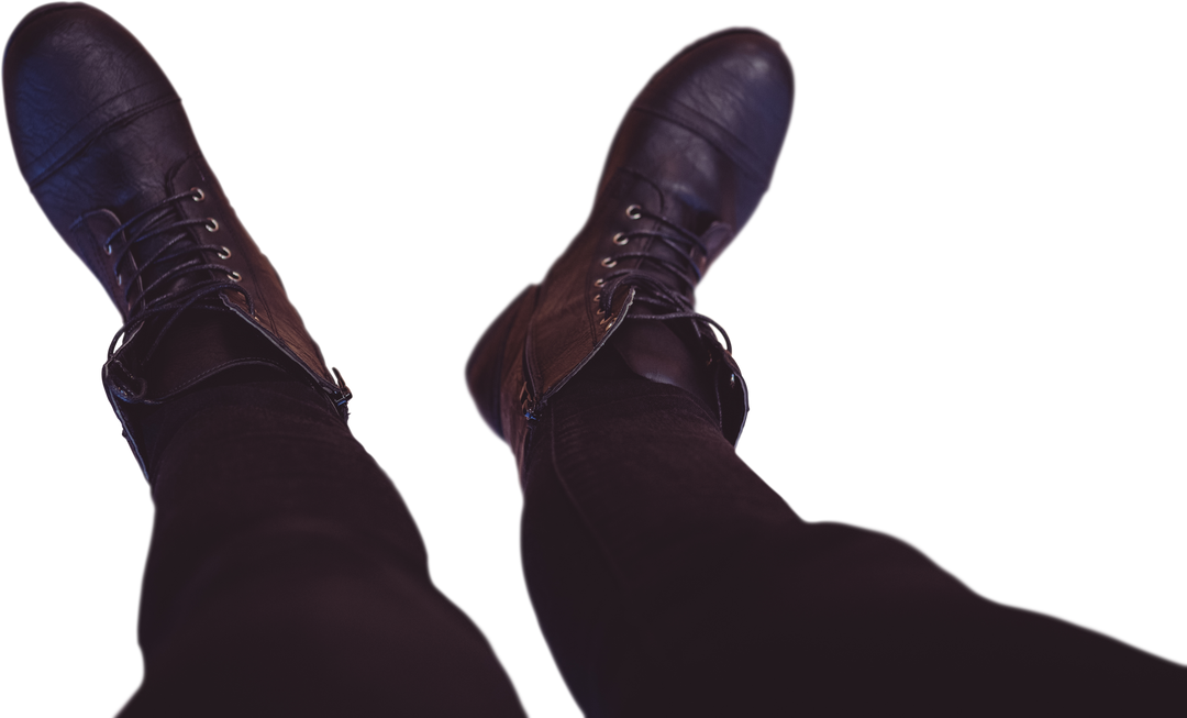 High Angle View of Person Wearing Black Shoes on Transparent Background - Download Free Stock Images Pikwizard.com