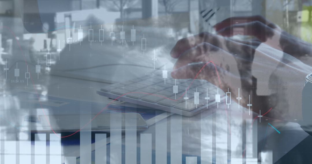 Businessman Analyzing Financial Data with Graphical Overlay