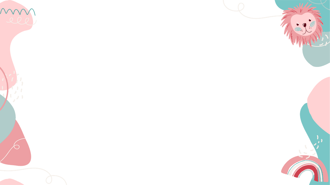 Whimsical Pastel Frame with Transparent Lion and Rainbow Art