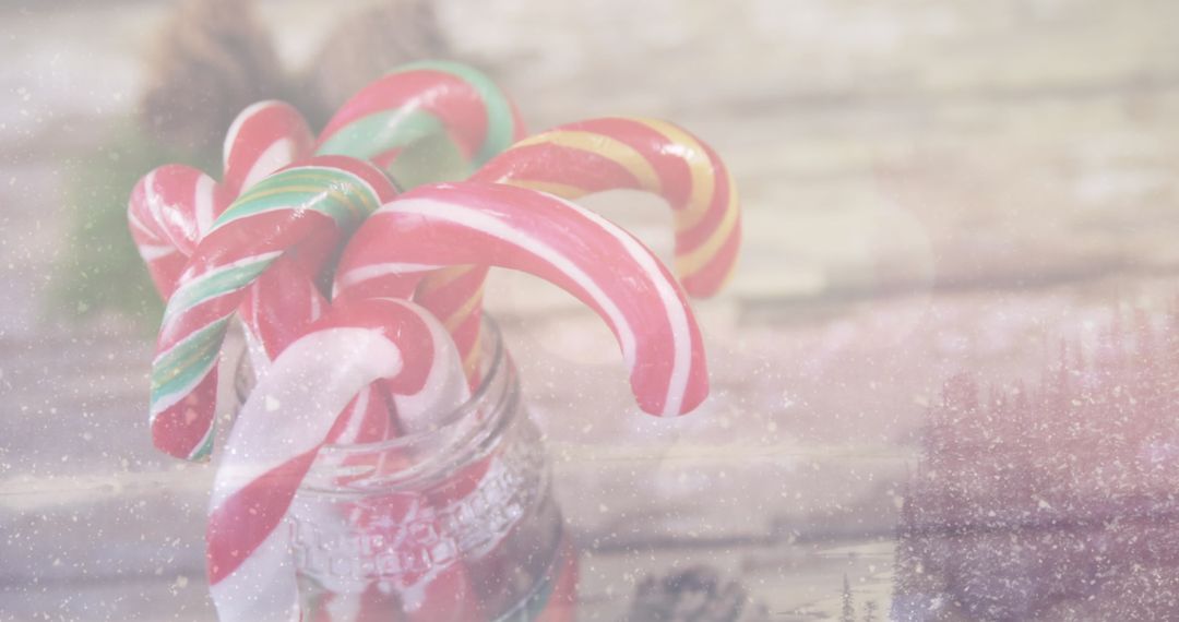Festive Winter Display with Candy Canes in Snowy Scene
