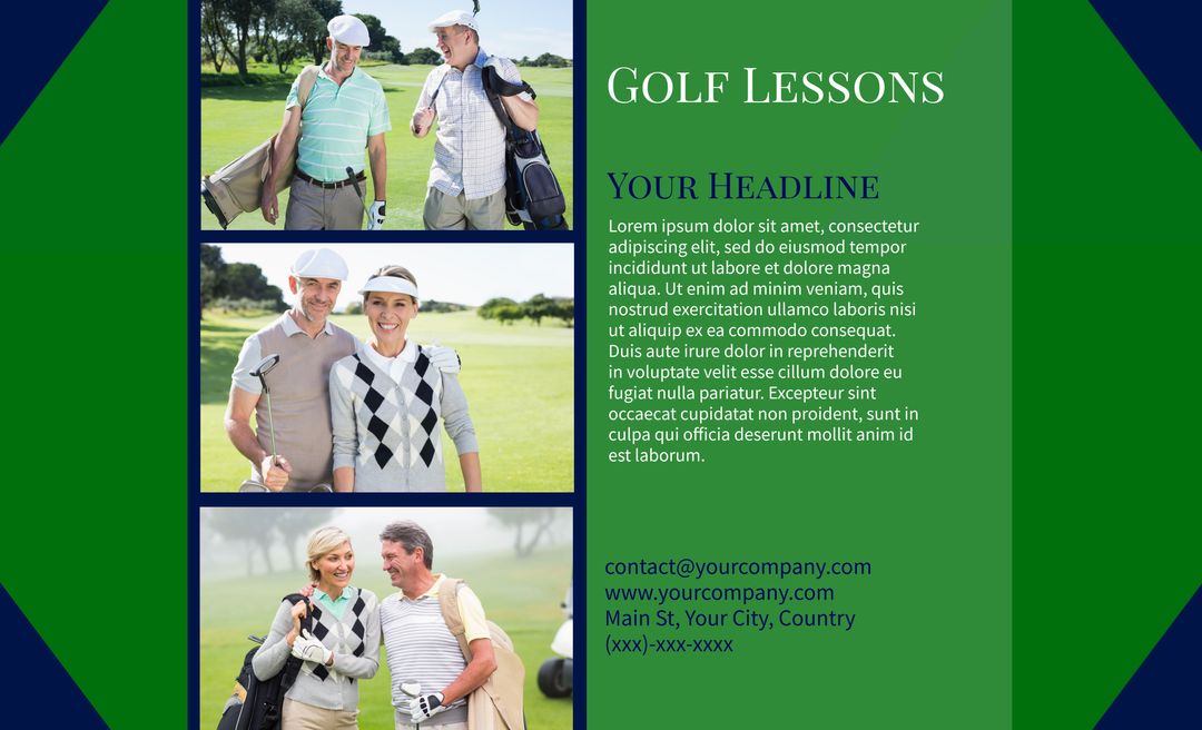 Cheerful Golfers Promoting Lessons and Community Events - Download Free Stock Templates Pikwizard.com