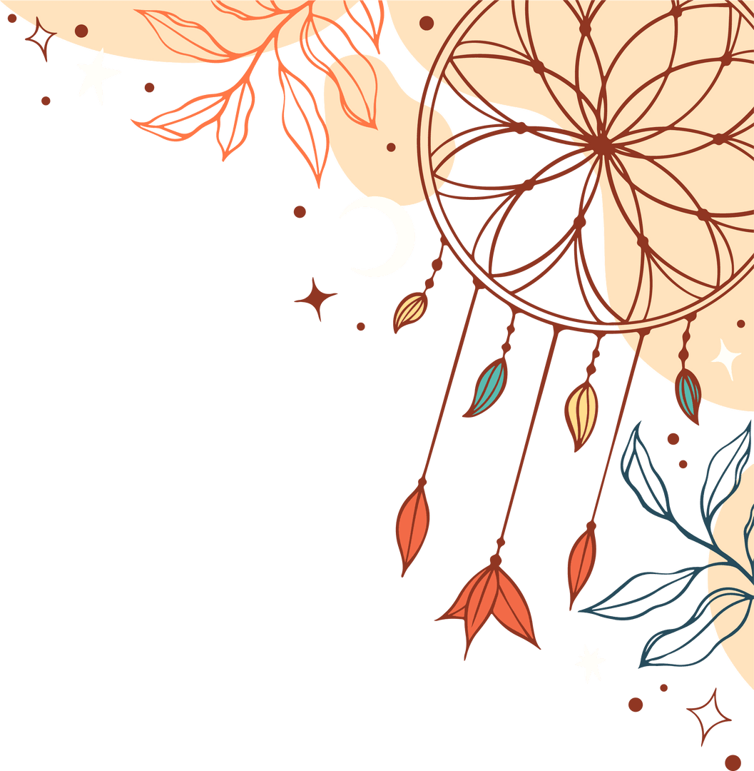 Bohemian Dreamcatcher on Transparent Background with Petal Motifs