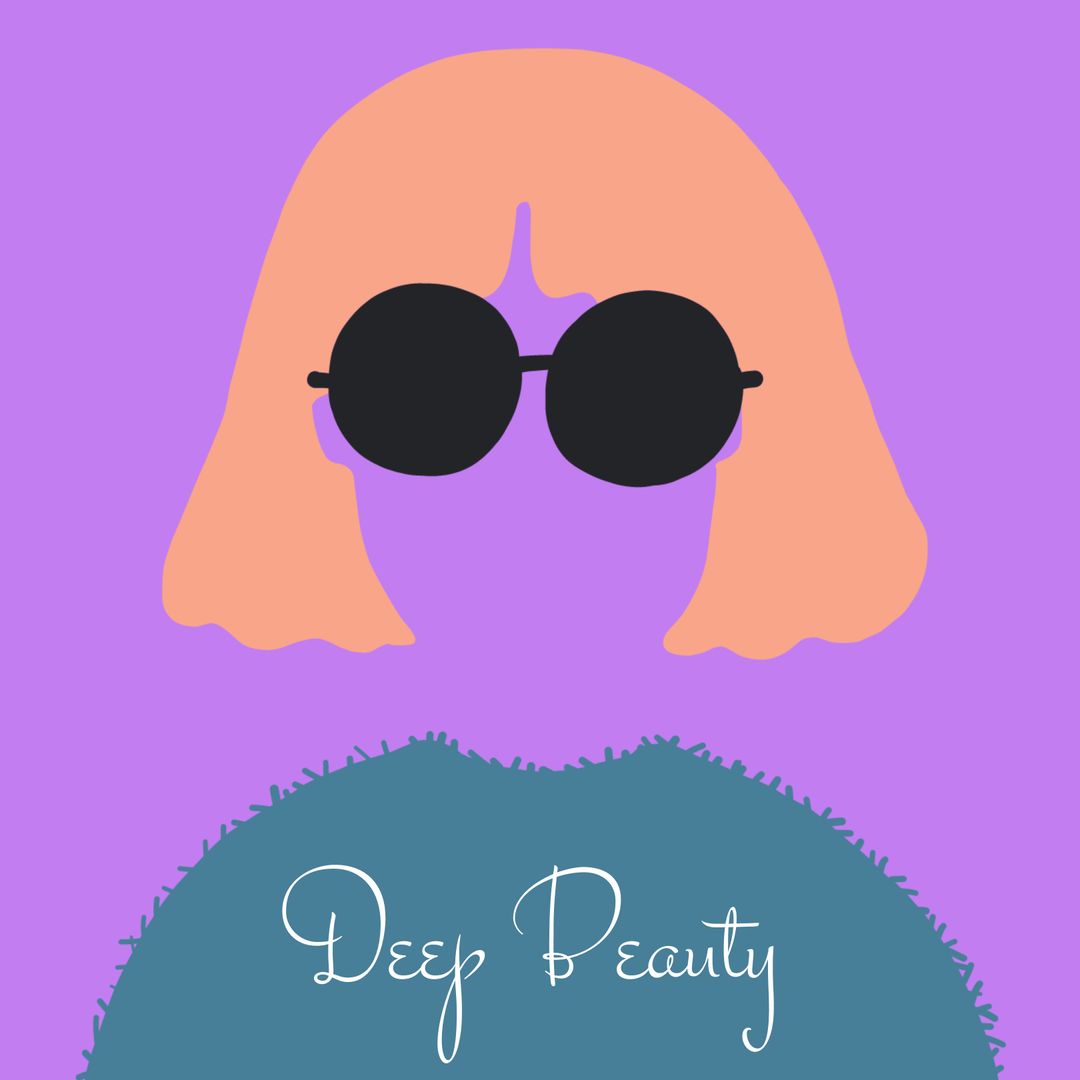 Abstract Style Silhouette with Round Glasses on Vibrant Background