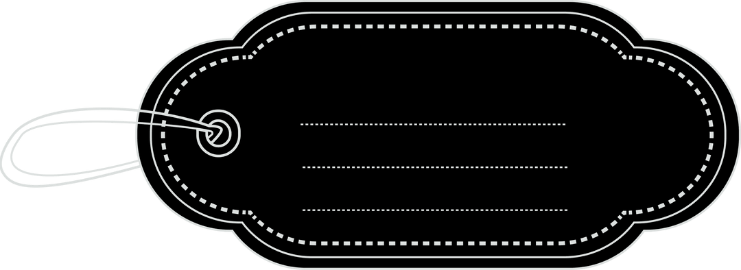 Elegant Black Tag Label with Copy Space on Transparent Background