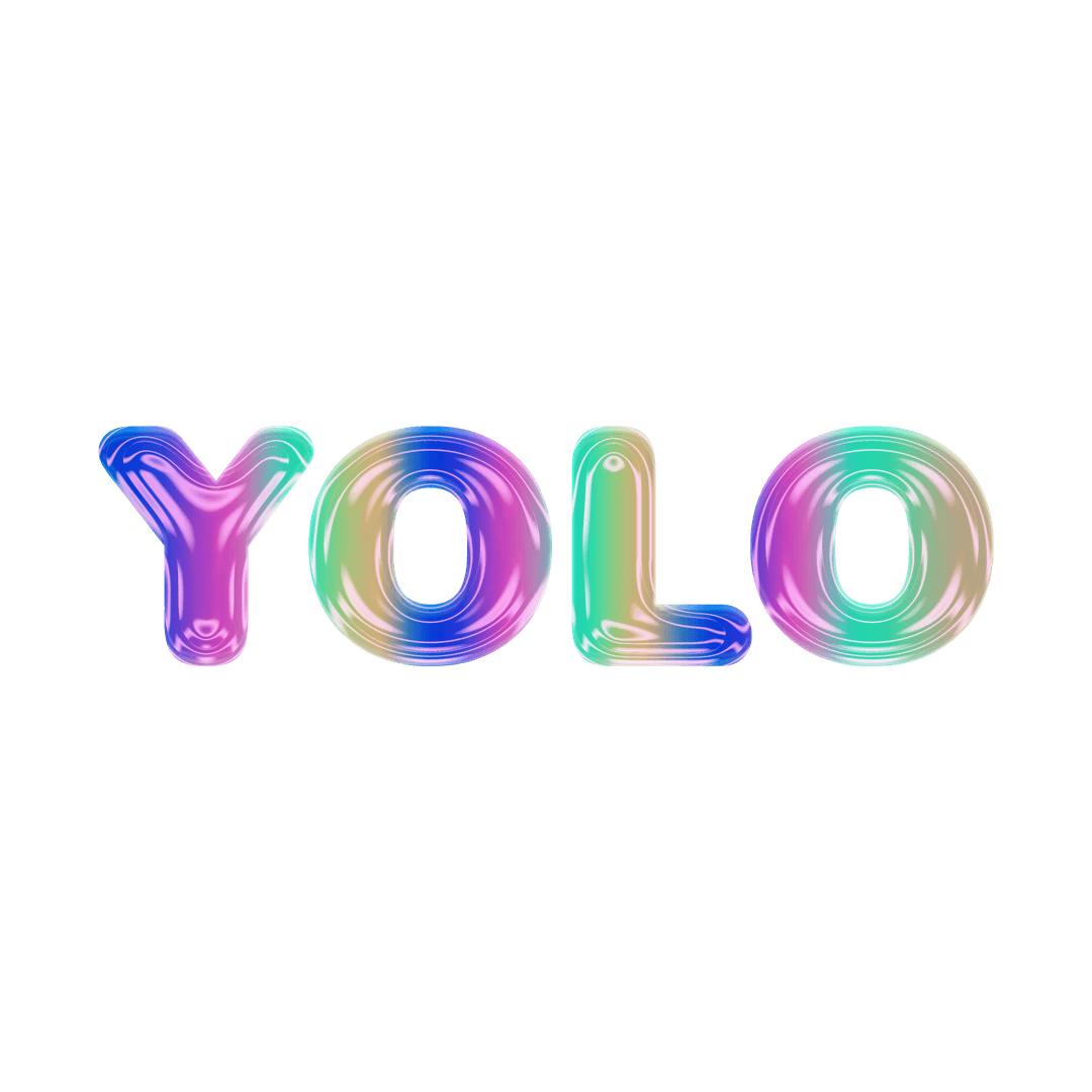 Glossy YOLO Bubble Letters on Transparent Background