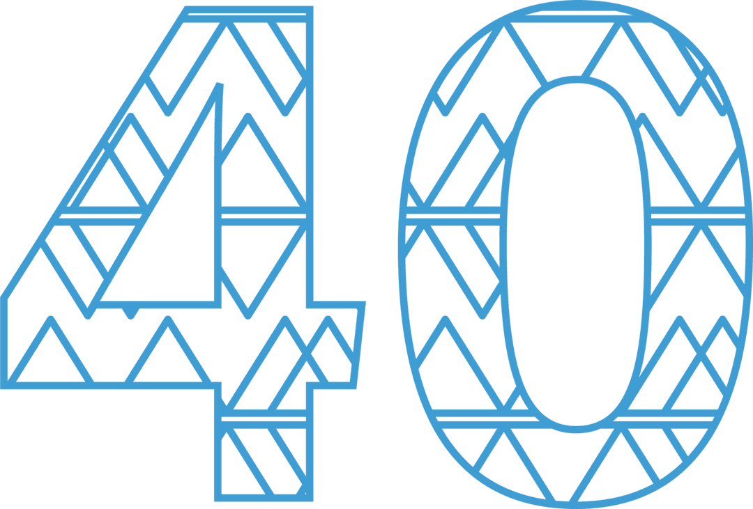 Blue Patterned 40 on Transparent Background for Celebrations