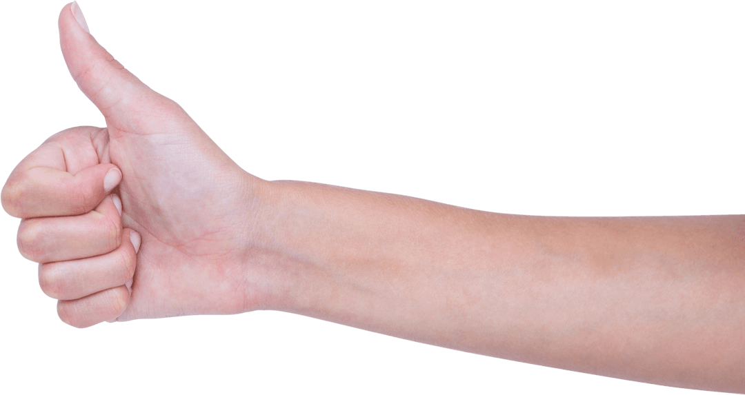 Transparent Background Hand Showing Thumbs Up Gesture