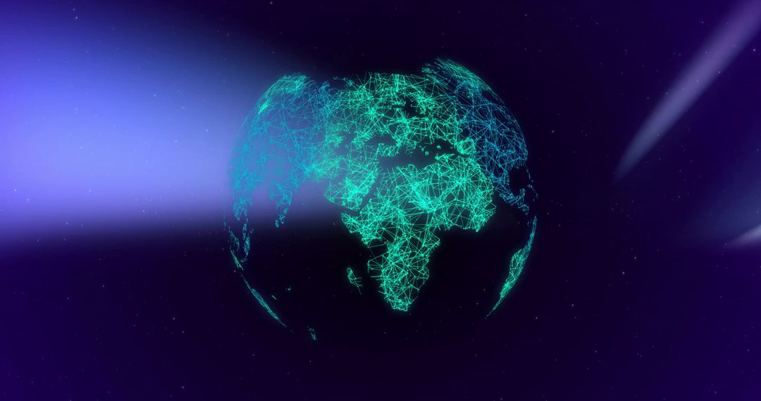 Digital Network Light Trails on Rotating Globe