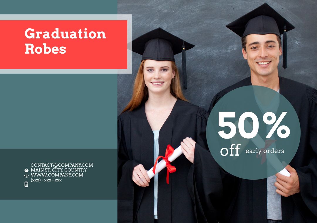 Graduating Students Announcing Discounted Graduation Robes - Download Free Stock Templates Pikwizard.com