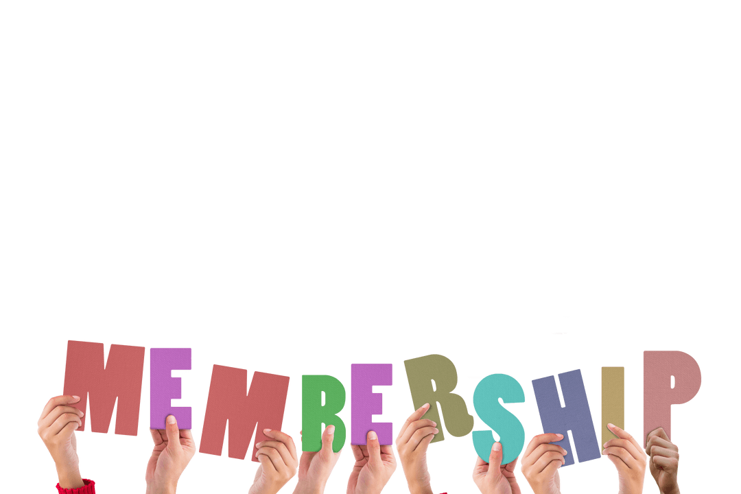 Hands Holding Membership Letters on Transparent Background