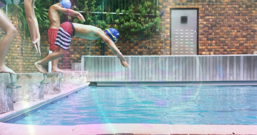 Children Diving into Swimming Pool for Summer Fun