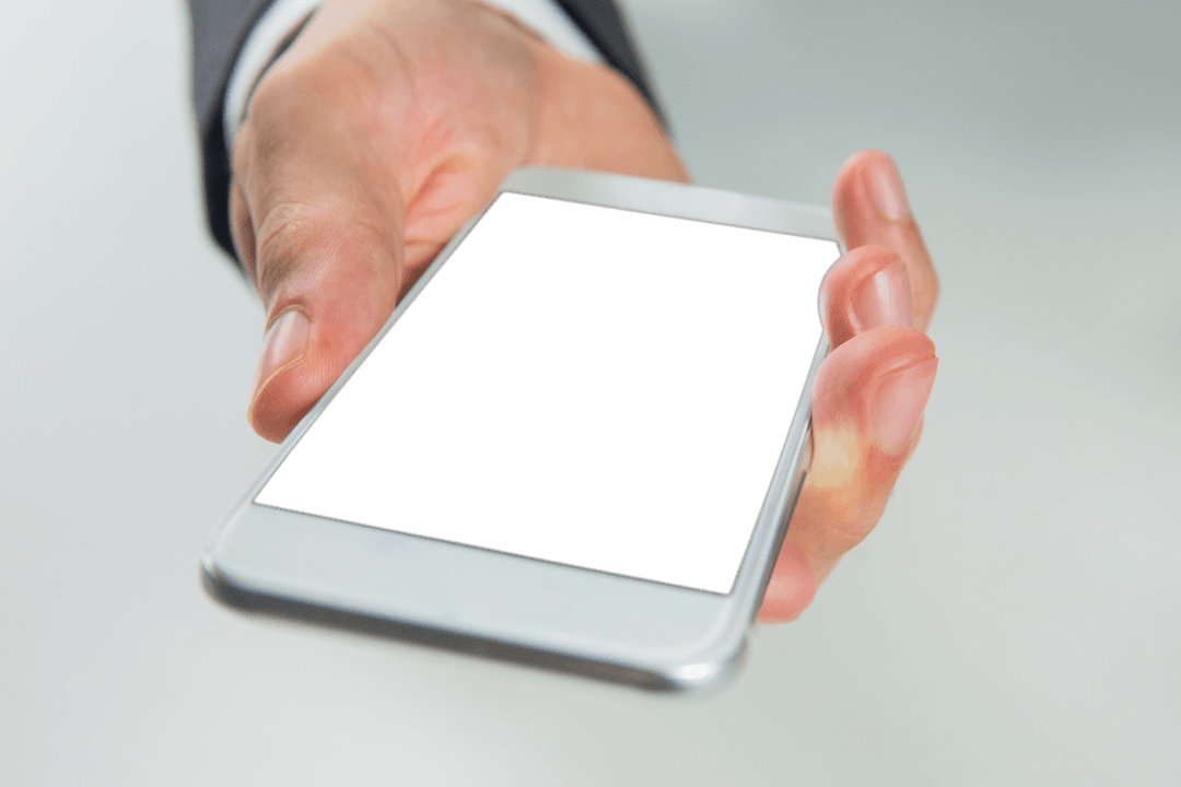 Transparent Smartphone Display Held in Hand for Business and Communication