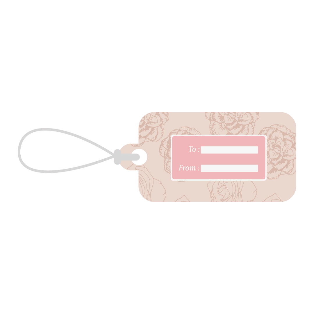 Elegant Pink Gift Tag with Roses on Transparent Background