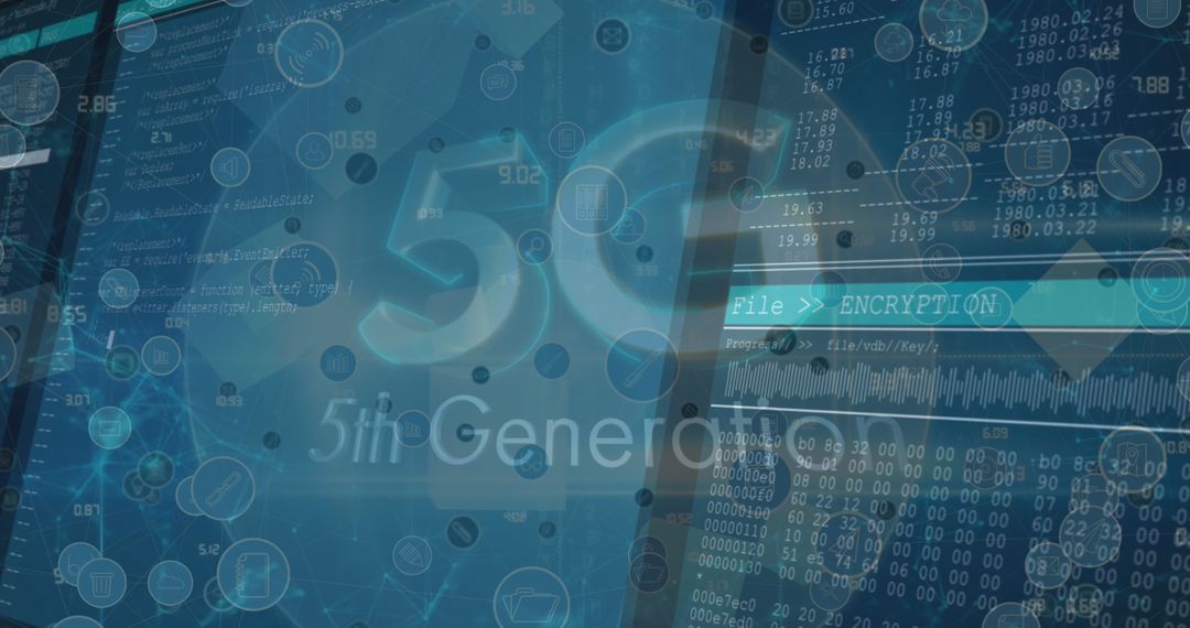 5G Technology and Data Networks Futuristic Interface