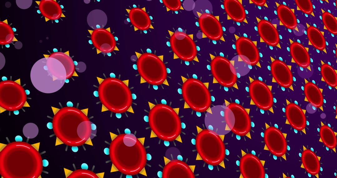 Abstract Red Cells on Vibrant Violet Background