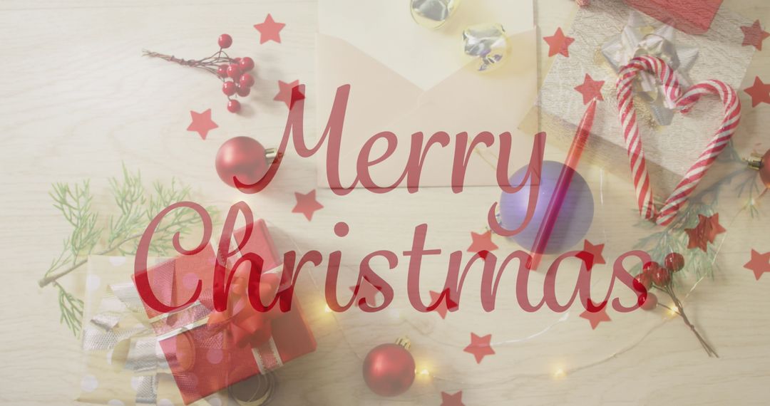 Festive Merry Christmas Message with Decor and Gift
