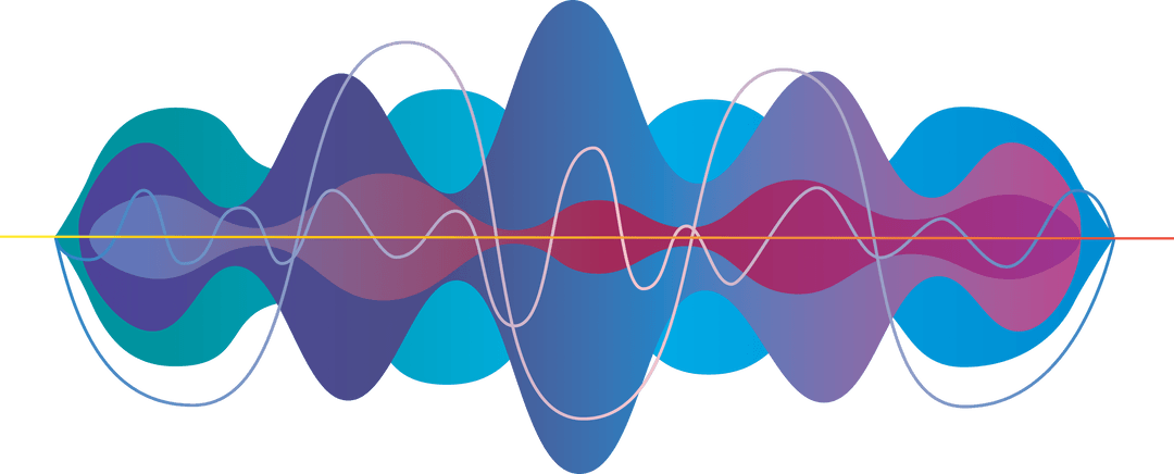 Colorful Abstract Waves on Transparent Background Digital Illustration