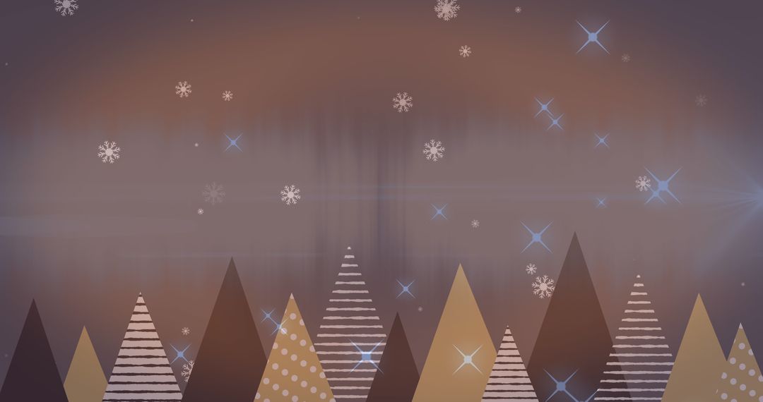 Dreamy Snowfall over Geometric Fir Trees