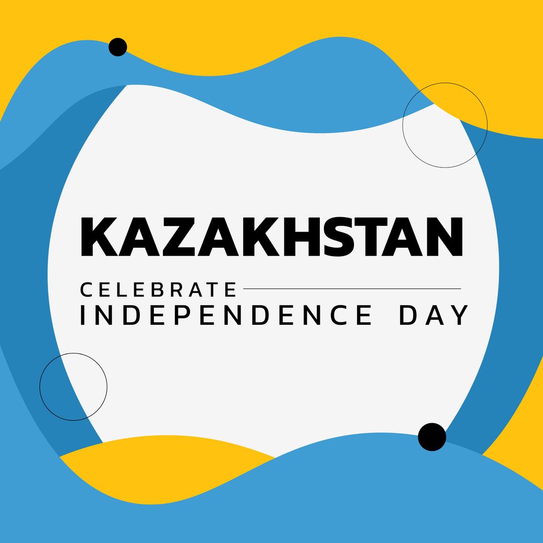 Kazakhstan Independence Day Celebration Card with Abstract Doodles