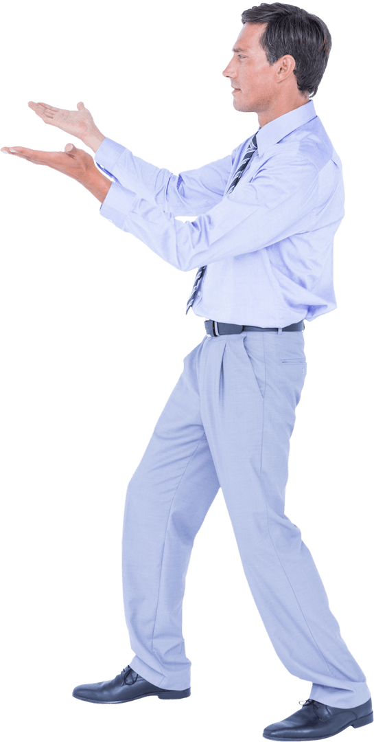 Transparent Businessman Moving Gesturing with Hands