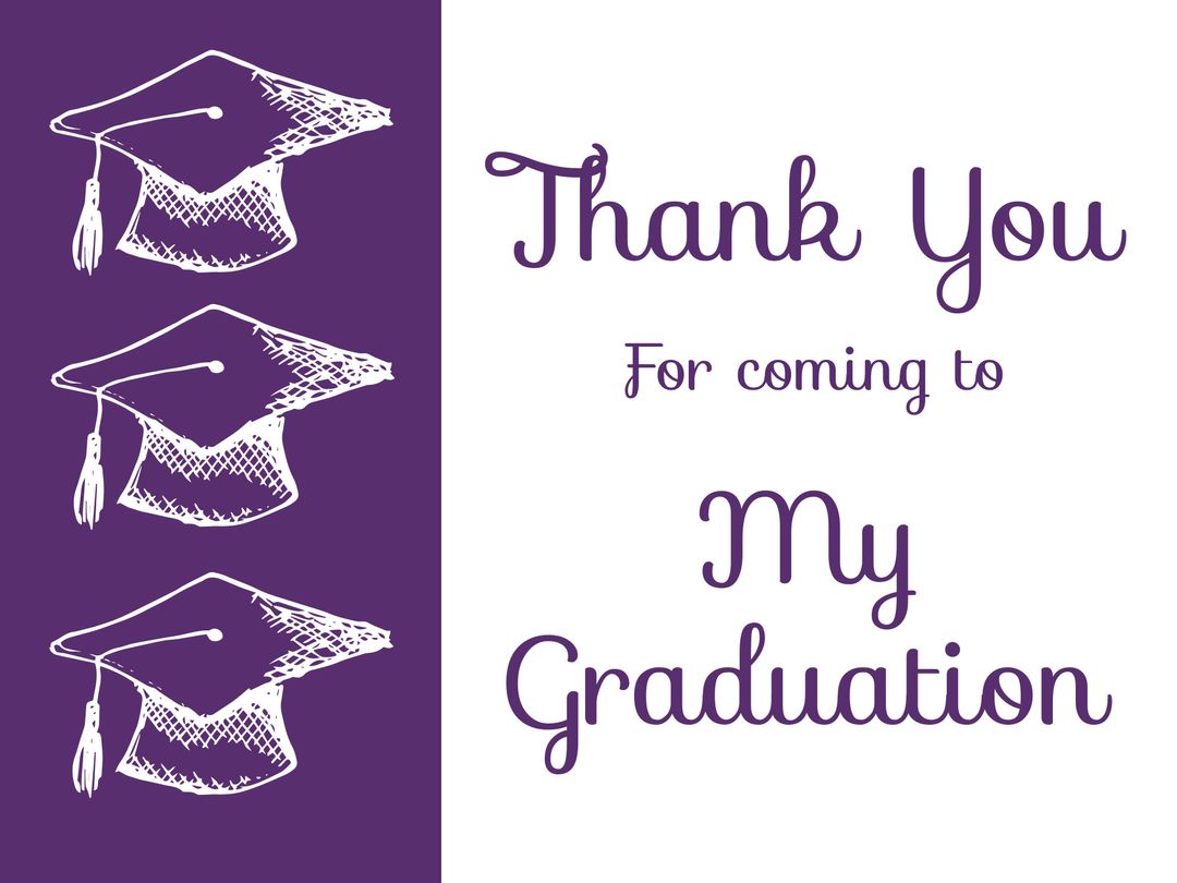 Thank You Card for Graduates with Mortarboard Hats - Download Free Stock Templates Pikwizard.com