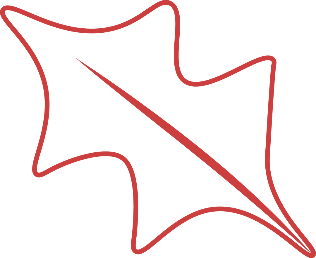 Red Abstract Leaf Shape on Transparent Background