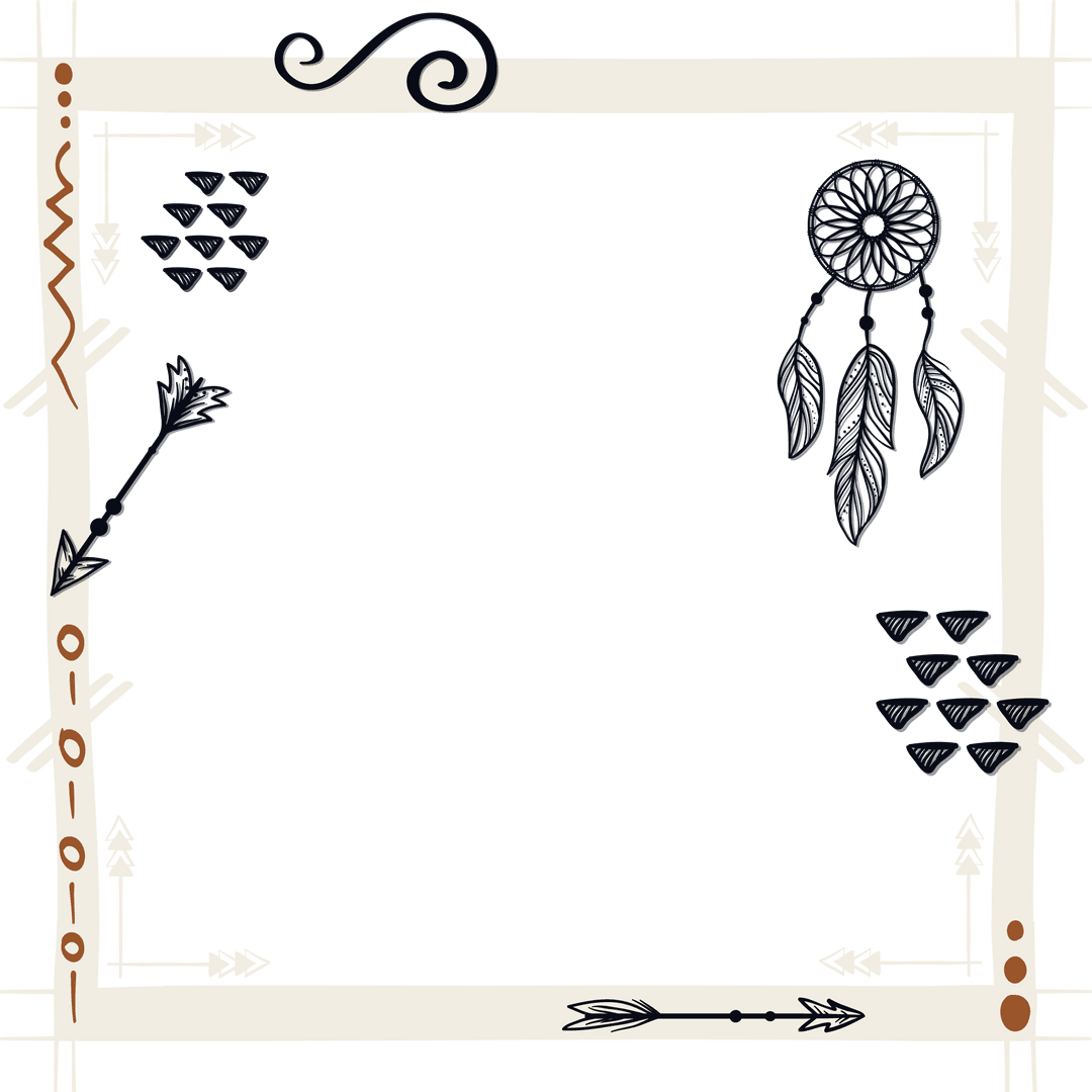 Boho Frame with Arrows and Dreamcatcher on Transparent Background
