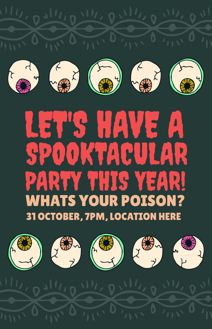 Spooky Halloween Party Invitation with Graphic Eyeball Designs