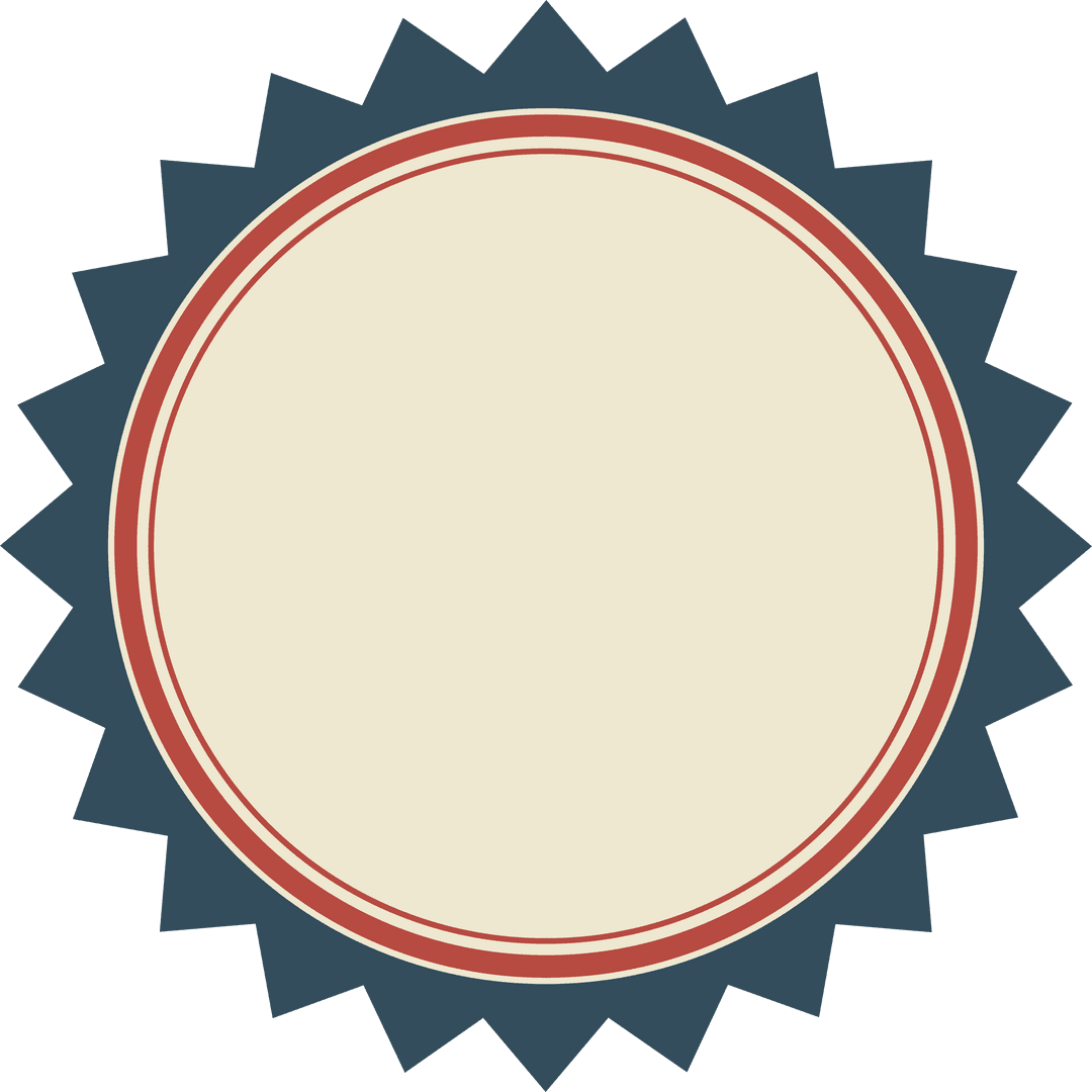 Round Emblem with Stars Border on Transparent Background