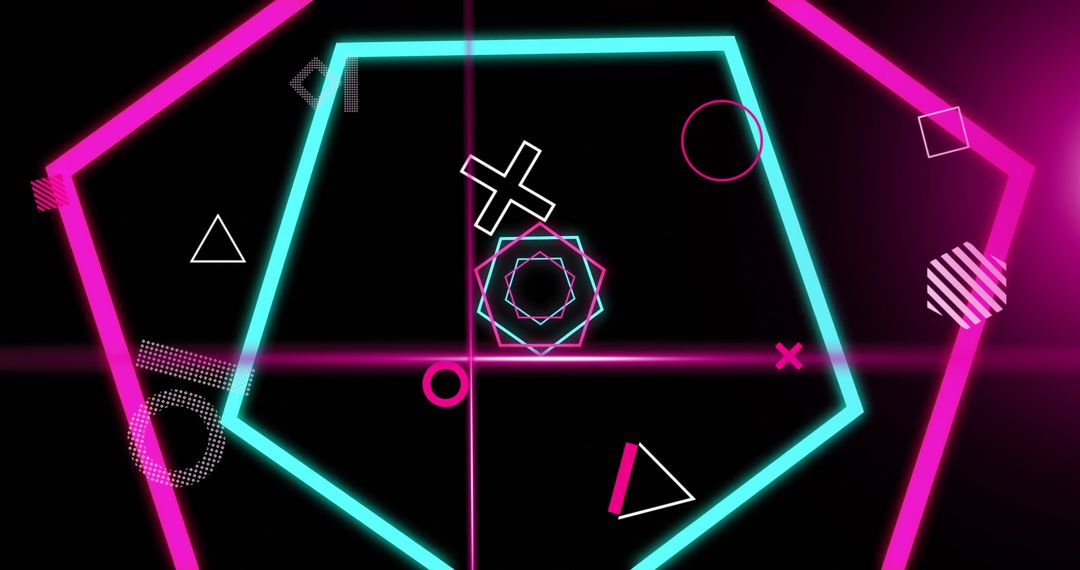 Dynamic Futuristic Digital Interface with Neon Hexagons