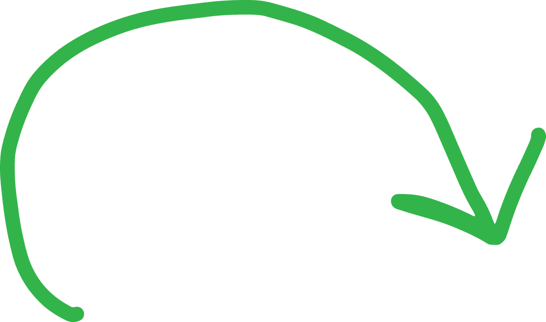 Green Curved Arrow Design on Transparent Background