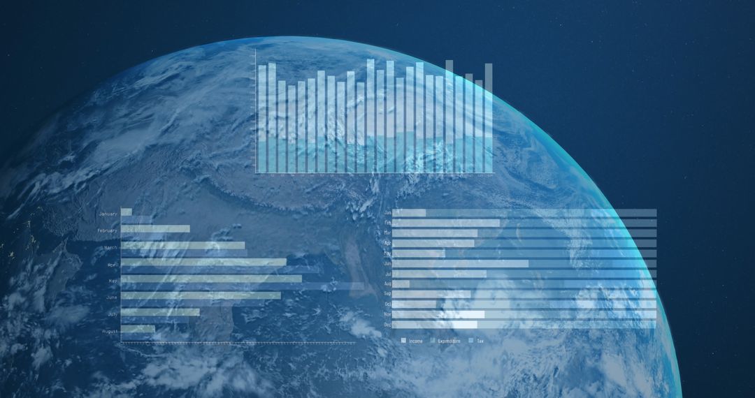 Digital Data Visualization over Earth in Global Technology Concept