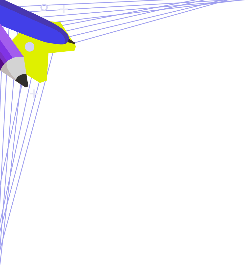 Stylized Yellow and Blue Pencils on Transparent Background