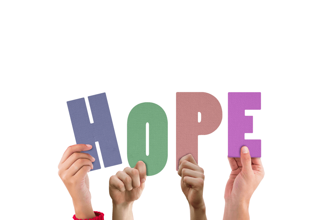 Hands Presenting HOPE Text on Transparent Background