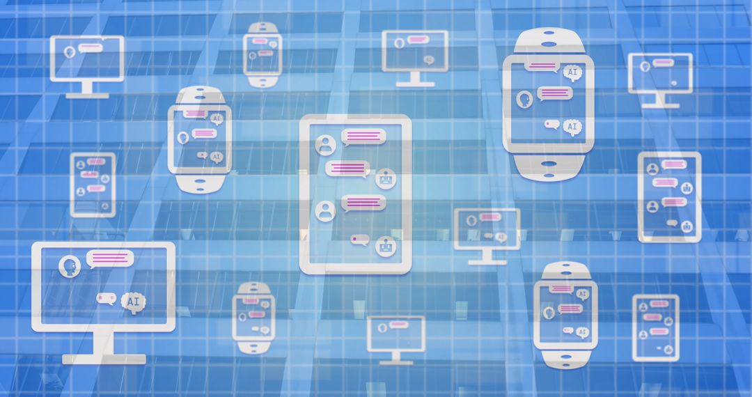 Digital AI Chat Interface on Multiple Devices in Business Environment